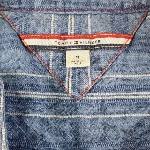 Tommy Hilfiger Shirt Womens Medium Blue Striped Sleeveless V Neck Cotton Top - Picture 4 of 6